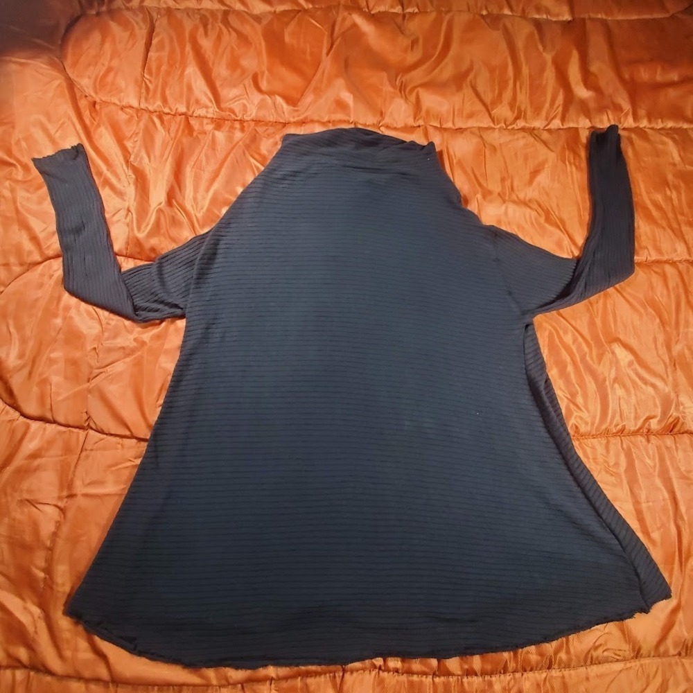 We The Free Black Ribbed Open Back Turtleneck Sweater Size Medium Boho Cutout FP